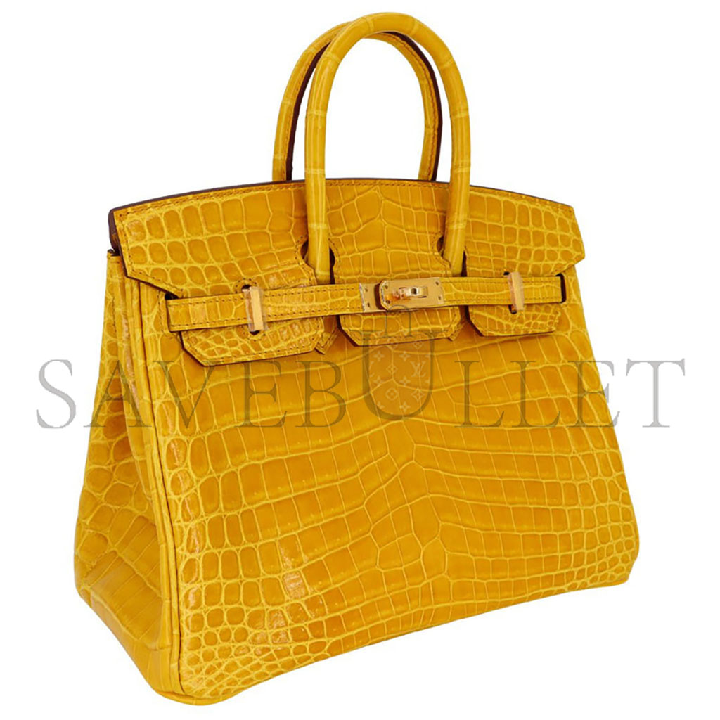 HERMÈS MASTER BIRKIN 25 CROCODILE LEATHER YELLOW GOLD BUCKLE H041354CK09 (25*20*13cm)